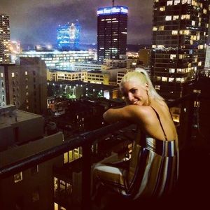 Urban Outfitters Blue/White/Yellow Striped Floor Length Romper